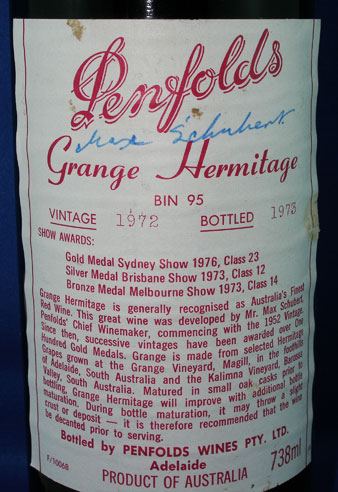 Grange Hermitage signed by Max Schubert